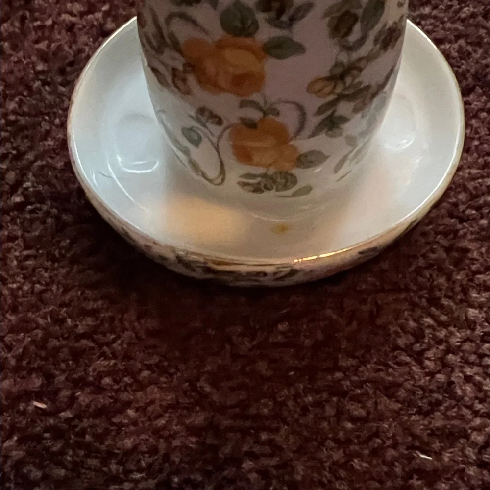Porcelain Yellow Floral Toothbrush Holder - Ceramic Bath Organizer